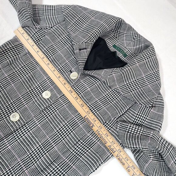 Ralph Lauren Linen Houndstooth Glen Plaid Blazer 4 Cropped Pink Line Barbie core - Picture 8 of 14
